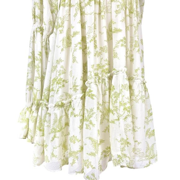 URBAN OUTFITTERS Lannette Green Toile Fairy Print Whimsy Elf Mini Dress Size XS - Picture 6 of 11